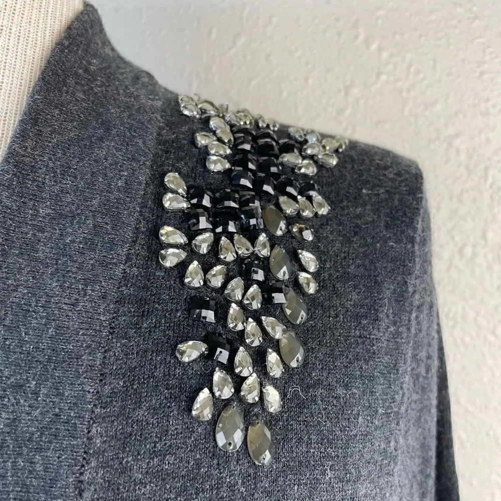 Gap Gray Silk Blend Cardigan Sweater Size L EUC